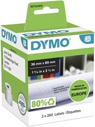 Etiket Dymo LabelWriter adressering 36x89mm 2 rollen á 260 stuks wit S0722400