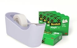Plakbandhouder Scotch C18 lavendel + 6 rollen magic tape 19mmx33m