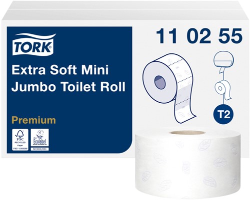 Toiletpapier Tork T2 Premium jumbo klein 3-laags 120m wit 110255