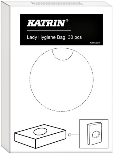 KATRIN Hygiënische afvalzakjes, kunststof, 88 x 125 mm, wit (pak 30 stuks)-2
