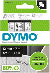 Labeltape Dymo 45010 LabelManager D1 polyester 12mm zwart op transparant S0720500
