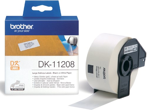 Etiket Brother DK-11208 adressering groot 38x90mm 1 rol á 400 stuks wit