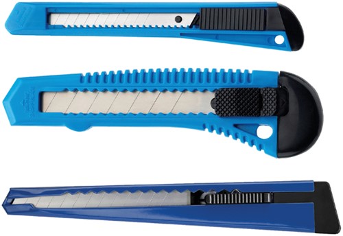 Snijmes Westcott Office 9mm met schuifsluiting en metalen houder blauw-2