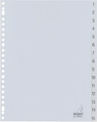 Tabbladen Kangaro 23-gaats G415CM 1-15 genummerd grijs PP