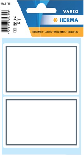 Etiket HERMA 5715 53x80mm schrift grijs kader 12 stuks