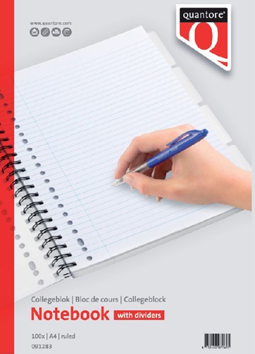 Collegeblok Quantore A4 lijn 23-gaats 4 tabs 200 pagina's 70gr-2