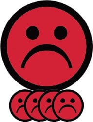 Magneet smiley 25mm emotie bedroefd rood 5 stuks