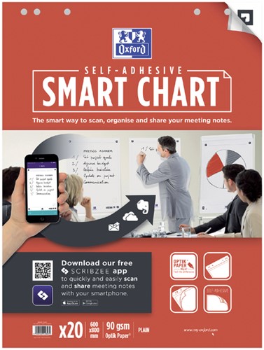 Flipoverpapier Oxford smart 60x80cm zelfklevend blanco 90gr 20 vel