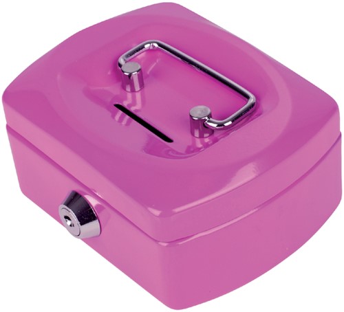 Geldkist Pavo met muntgleuf 125x95x60mm roze-1