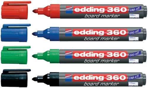 Whiteboardmarker edding 360 rond 1.5-3mm assorti blister à 4 stuks-2