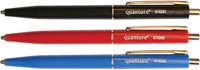 Balpen Quantore drukknop met metalen clip blauw medium-3