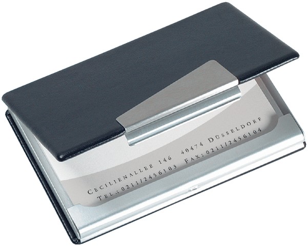 Visitekaartenhouder Sigel VZ131 20 kaarten aluminium met leer - Datas Kompleet
