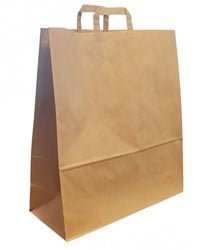 Papieren draagtas kraft bruin met platte handgreep 22x11x36cm