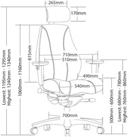 Raptor Heavy Duty 24-uurs bureaustoel afmetingen