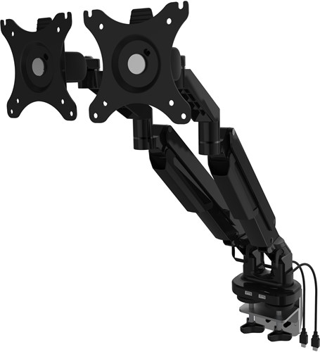 Euroseats monitorarm dubbel (incl usb-poorten) - Zwart-2