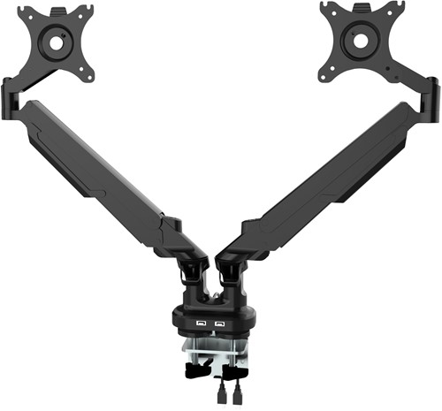 Euroseats monitorarm dubbel (incl usb-poorten) - Zwart