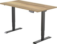 Euroseats elektrisch zit-sta bureau  - 120 x 80 cm - Natuur eik (T600) - Zwart (RAL9005)