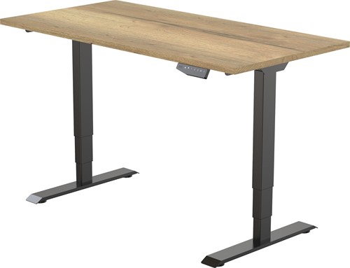 Euroseats elektrisch zit-sta bureau  - 120 x 80 cm - Natuur eik (T600) - Zwart (RAL9005)