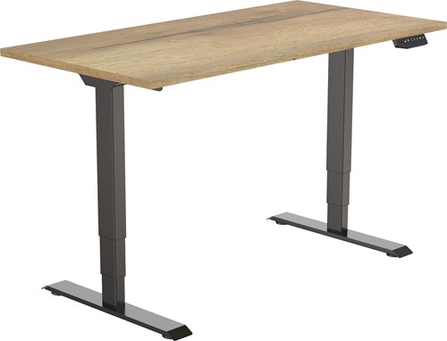 Euroseats elektrisch zit-sta bureau  - 120 x 80 cm - Natuur eik (T600) - Zwart (RAL9005)-3