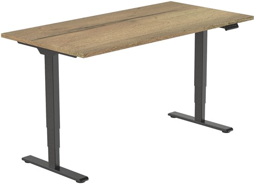 Euroseats Economy elektrisch zit-sta bureau - 120 x 80 cm - Natuur eik (T600) - Zwart (RAL9005)