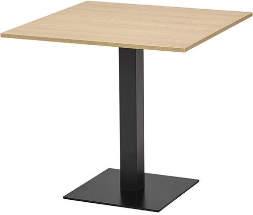 BUUR T60 kantine- en vergadertafel (kolomtafel vierkant) - 70 x 70 cm - Eiken Natuur - Zwart (RAL9011)