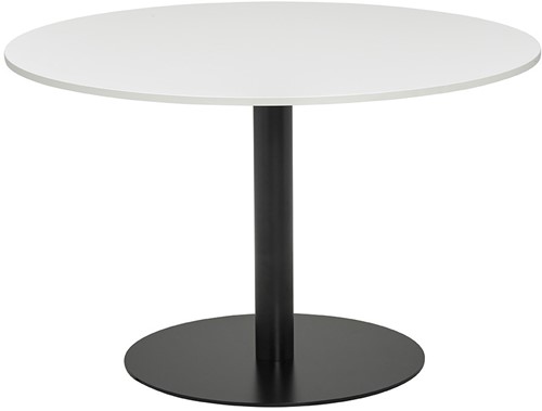 BUUR T60 kantine- en vergadertafel (kolomtafel rond) - Ø120 cm - Wit - Zwart (RAL9011)