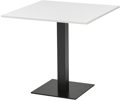 BUUR T60 kantine- en vergadertafel (kolomtafel vierkant) - 80 x 80 cm - Wit - Zwart (RAL9011)