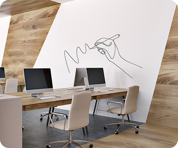 Whiteboardmuur op maat gemaakt 