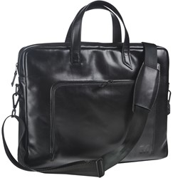 Maverick ALL BLACK lederen business tas met laptopvak 17" - zwart