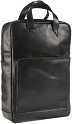 Maverick ALL BLACK - lederen rugzak met laptopvak 15" - zwart