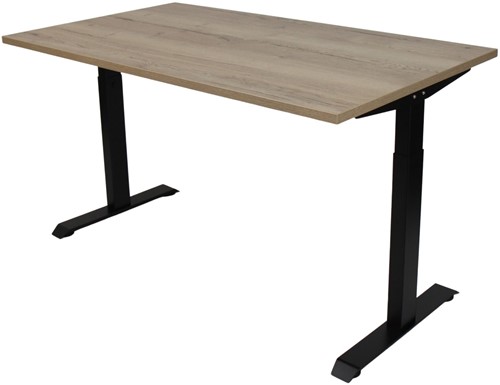 Euroseats bureau standaard - instelbaar frame - 120 x 80 cm - Natuur eik (T600) - Zwart (RAL9005)